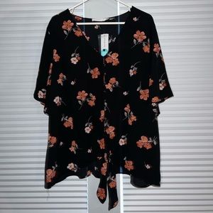 Floral Blouse with tie front